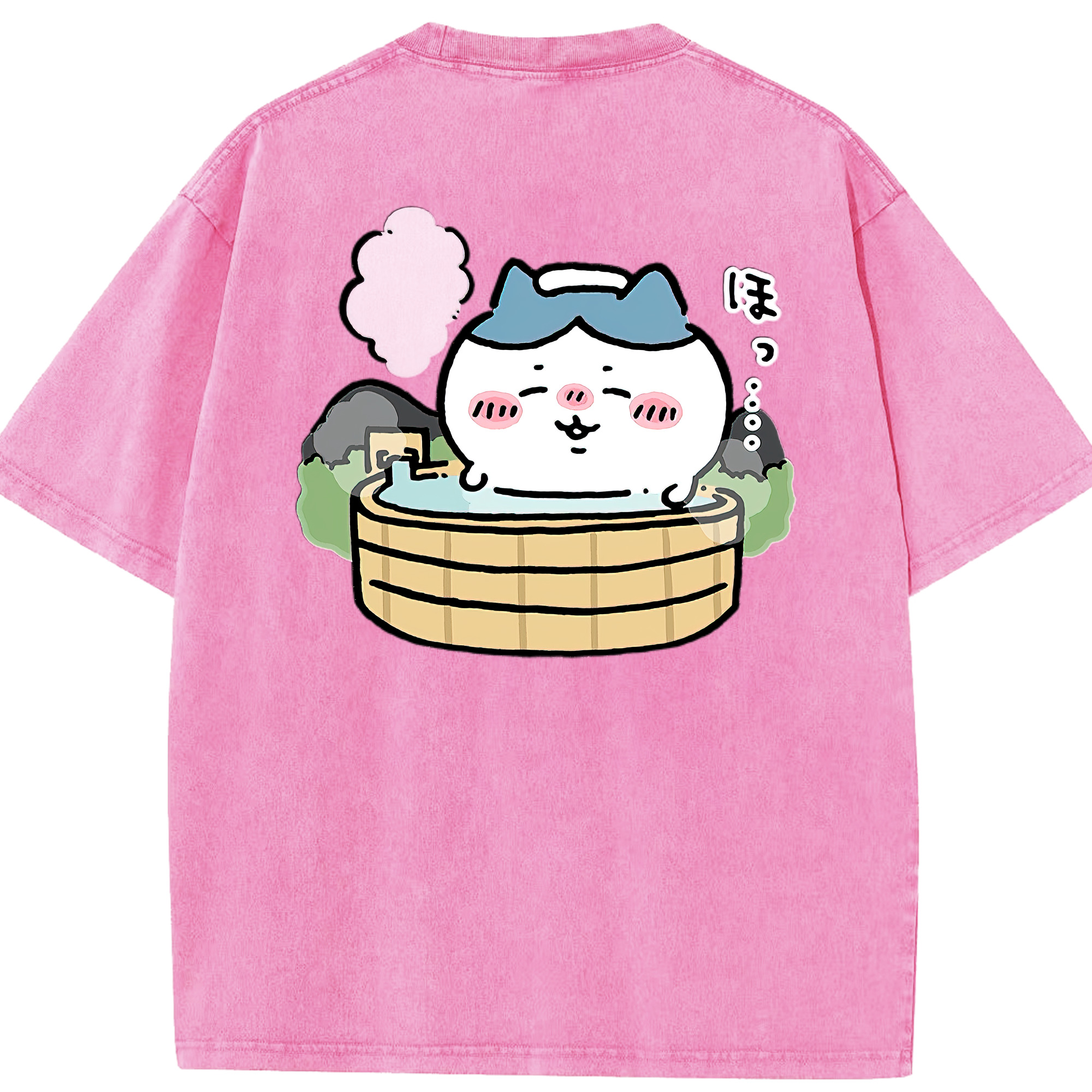 （画像用） ちいかわ ハチワレ Chii-kawa hachiware 綿100% ヴィンテージ風 半袖Tシャツ（背面プリント）